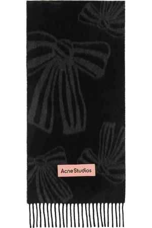 Acne Studios Black Cashmere Jacquard Scarf