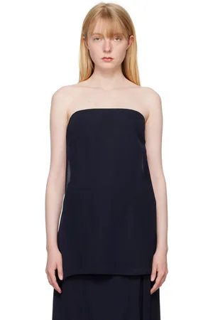 St Agni Navy Strapless Buckle Back Tank Top