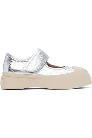 Marni Silver Leather Mary Jane Sneakers