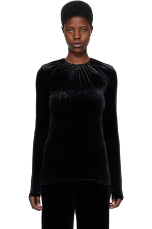 Totême Black Gathered Long Sleeve T-Shirt