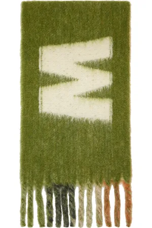 Marni Green Striped Logo Scarf