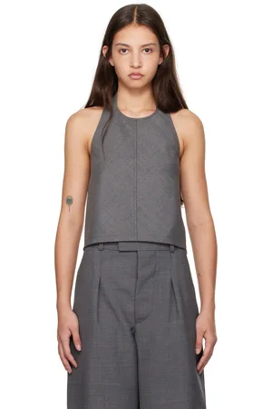WARDROBE.NYC Gray Backless Halter Tank Top