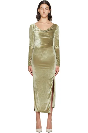 Helmut Lang Khaki Asymmetrical Maxi Dress