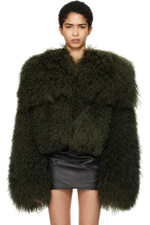 The Attico Green Cropped Shearling Jacket