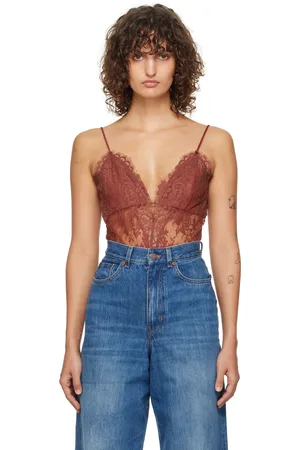 ZIMMERMANN Red Illustration Lace Teddy Bodysuit