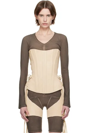KNWLS Beige Veil Leather Corset