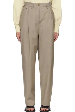 Totême Taupe Straight-Leg Trousers