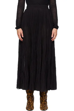 Totême Black Crinkled Plissé Maxi Skirt