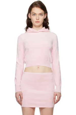 Alexander Wang Pink Cropped Long Sleeve Hoodie