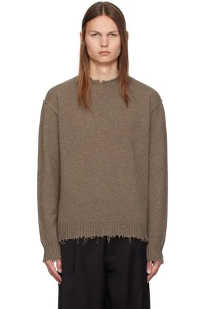 UMA WANG Brown Frayed Sweater