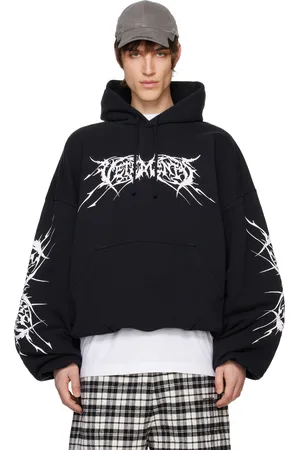 Vetements Black Death Metal Cropped Boxy Hoodie