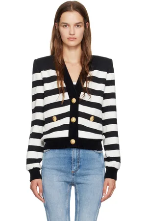 Balmain Black & White Stripe Cardigan