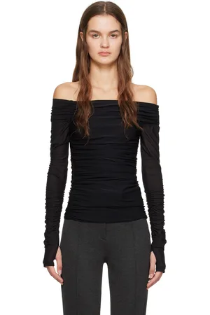 Helmut Lang Black Ruched Long Sleeve T-Shirt