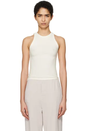 SKIMS Off-White Cotton Jersey Crew Neck Tank Top