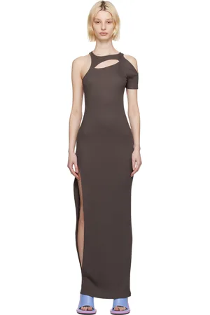 ECKHAUS LATTA Gray Slit Maxi Dress