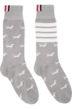 Thom Browne Gray Cotton 4-Bar Hector Mid Calf Socks