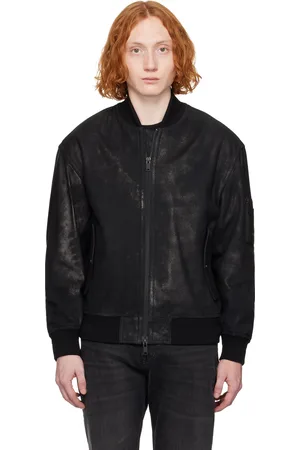 HUGO BOSS Black Treated Suede Bomber Jacket