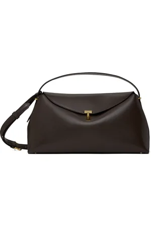 Totême Taupe T-Lock Leather Top Handle Bag