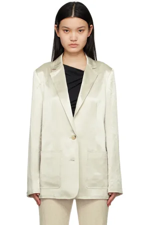 Helmut Lang Off-White Crinkled Blazer