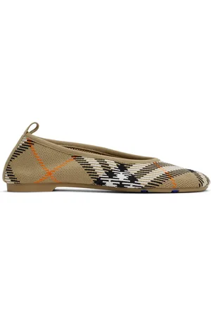 Burberry Beige Check Knit Baby Ballerina Flats