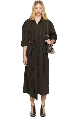 LEMAIRE Brown Asymmetrical Shirt Midi Dress