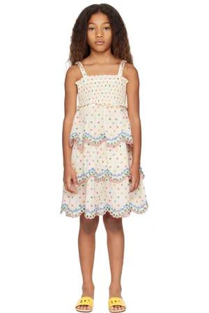 ZIMMERMANN Kids Off-White Everley Embroidery Dress