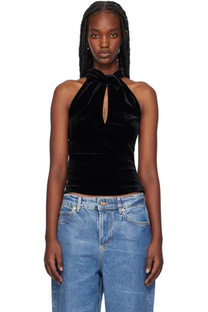 Ganni Black Velvet Tank Top