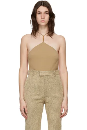 Bottega Veneta Beige Cashmere Halter Bodysuit
