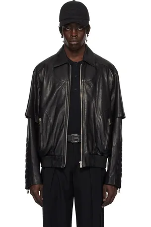 Balmain Black Layered Leather Jacket