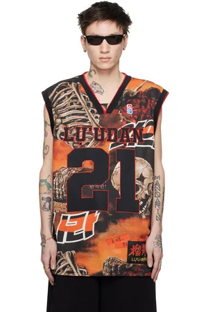 LU’U DAN Black & Orange B Ball L-D Tank Top
