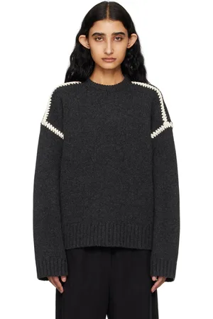 Totême Gray Embroidered Sweater