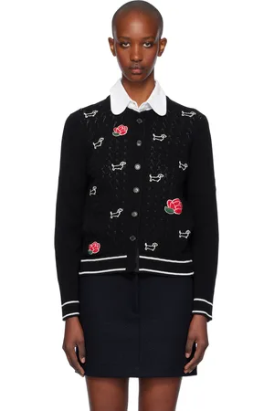 Thom Browne Black Pointelle Jersey Hector & Rose Cardigan