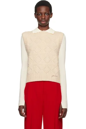 Ganni Beige Cable Knit Vest