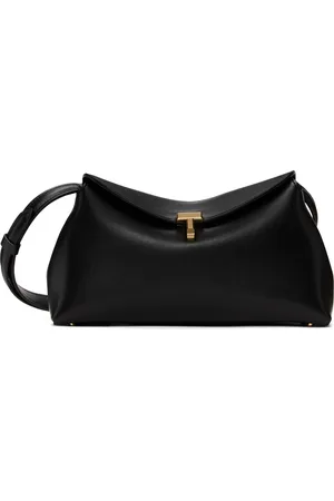 Totême Black T-Lock Leather Clutch