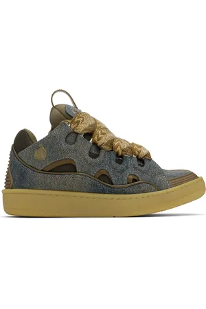 Lanvin SSENSE Exclusive Blue & Brown Curb Denim Sneakers