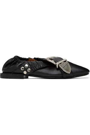 TOGA PULLA Black Cross Strap Ballerina Flats