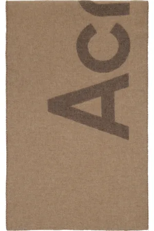 Acne Studios Beige & Brown Logo Jacquard Scarf
