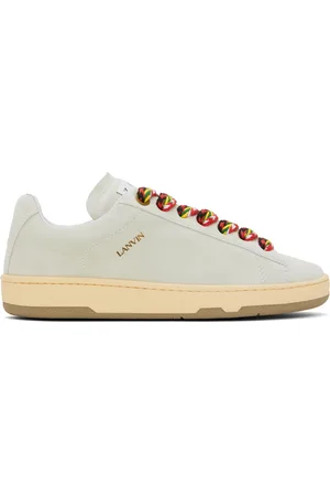 Lanvin White Suede Curb Lite Sneakers
