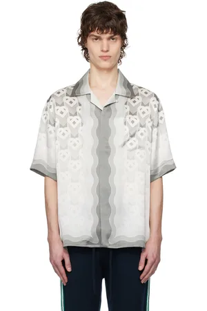 Casablanca Gray Gradient Heart Monogram Silk Shirt