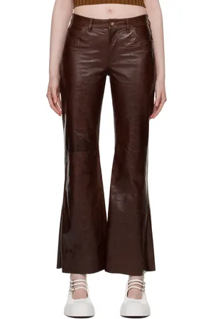 Marni Brown Flared Leather Pants
