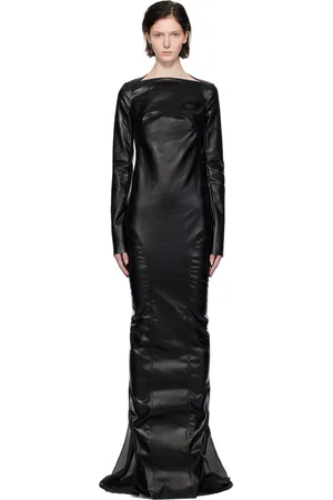Rick Owens Black Al Column Denim Maxi Dress