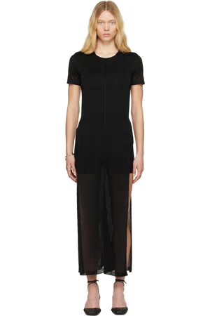 LEMAIRE Black Column Slits Midi Dress