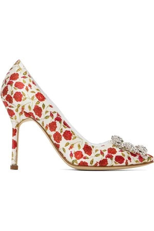 Manolo Blahnik Off-White Hangisi Heels