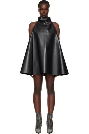 Marni Black & Brown A-Line Faux-Leather Minidress