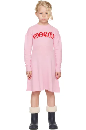 Marni Kids Pink Brushed Logo Dress