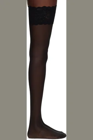 Wolford Black Satin Touch 20 Stay-Up Socks