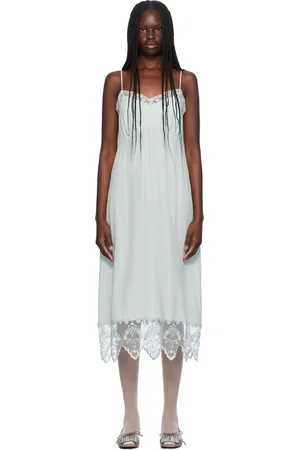 Simone Rocha Blue Deep Lace Trim Slip Dress