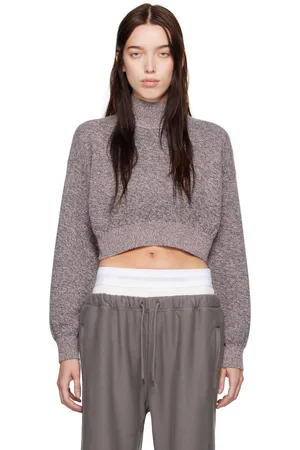 Alexander Wang Pink Logo-Embossed Cropped Turtleneck