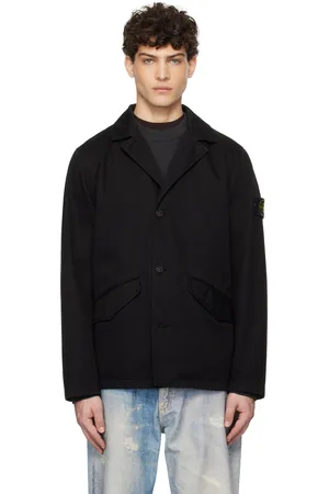 Stone Island Black Organic Cotton Garment Dyed Blazer