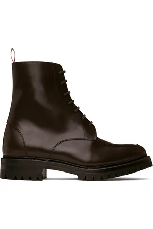 Thom Browne Brown Commando Sole Apron Stitch Boots